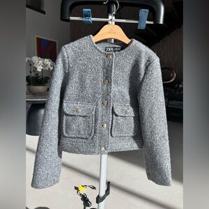 Zara Charcoal Button-Up Blazer